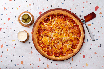 fried chicken, chicken, seasoning, Korean chicken, Korean cuisine, pizza, potato, pizza, pepperoni, rich gold, bacon, bite, combination
