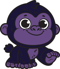 Gorilla 2D cartoon character clipart for children's book