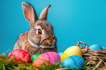 Easter bunny with eggs colorful
