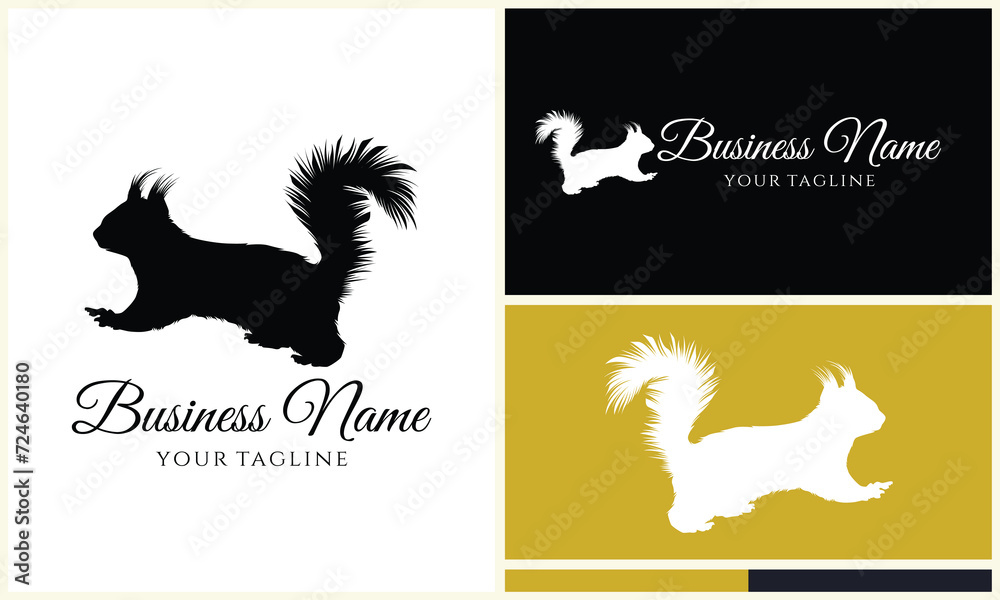 Wall mural silhouette squirrel vector logo template