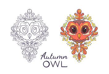 Cute Coloring Page Owl
