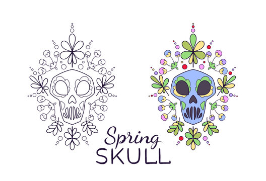 Cute Coloring Page Skull