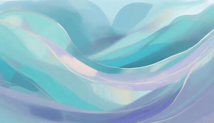 パステルカラーで描かれた波のような曲線の集合体 - obrazy, fototapety, plakaty