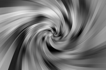 Dynamiczna kompozycja spiralnie skręconych linii, pasm, wir w czarno szarej kolorystyce z efektem gradientu - abstrakcyjne tło, tekstura - obrazy, fototapety, plakaty