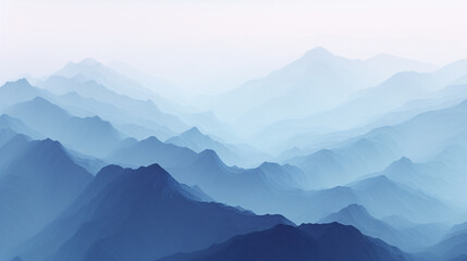Layers of mountains with light fog.