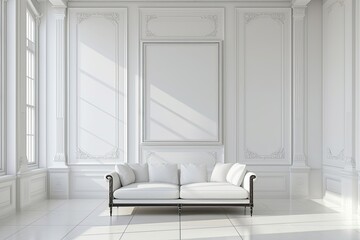 A white canvas in a minimalist room prompts deep contemplation - Powered by Adobe