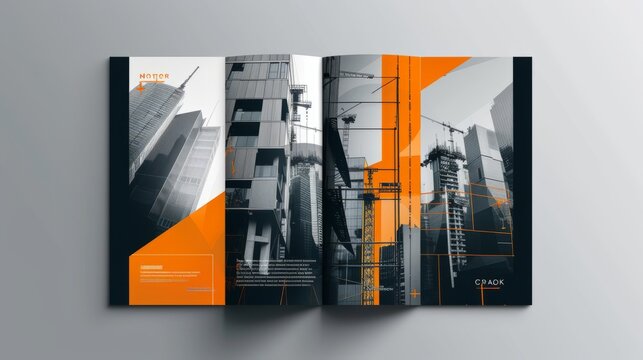 Abstract geometric company brochure. Architectural construction. Corporate identity flyer. Vector set business presentation