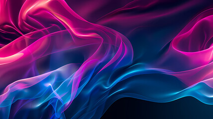 Abstract Neon Waves on a Digital Backdrop