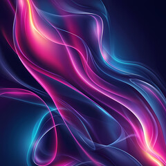 Abstract Neon Waves on a Digital Backdrop