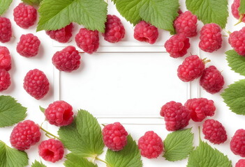 raspberry frame isolated on white background