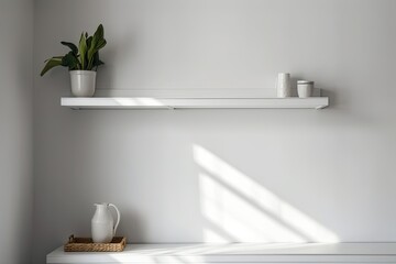 white wall shelf that is empty