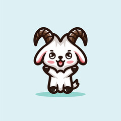 Cute Goat Cartoon Mascot Animal Vector Logo Design illustration