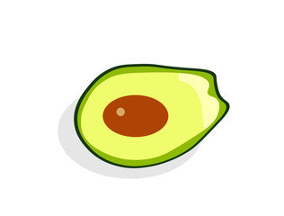 avocado half on a white background