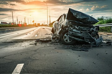 Car accident. road accident Banner with copy space - obrazy, fototapety, plakaty