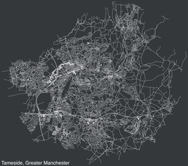 Street roads map of the METROPOLITAN BOROUGH OF TAMESIDE, GREATER MANCHESTER