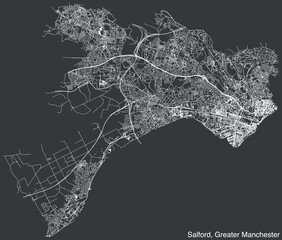 Street roads map of the METROPOLITAN BOROUGH OF SALFORD, GREATER MANCHESTER