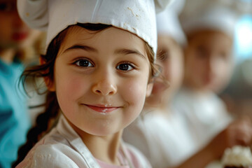 A group of adorable young chefs, their faces beaming with joy and infectious smiles