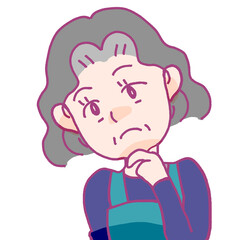 考えるおばあさん