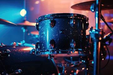 Foto op Plexiglas Muziekwinkel Close up of drum kit for sale at a music store