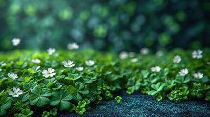 St. patrick's day.  Background, green clover leaves, magic. 