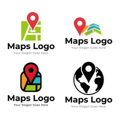 Set of Map Pin Point Icon Logo Design Element isolated on white background