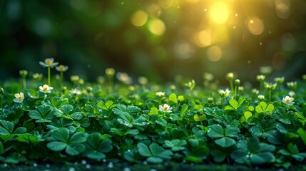 St. patrick's day.  Background, green clover leaves, magic. 