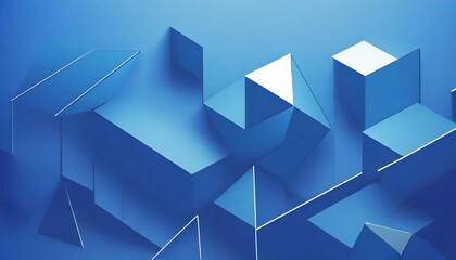 3d abstract geometric figures on blue background