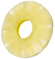 Canned pineapple slice. Pineapple ring isolated on a transparent background.