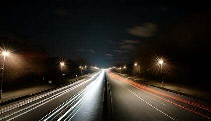 Fototapeta na wymiar long exposure photography of street cars at night