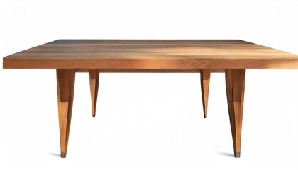 midcentury modern wood dining table isolated on background - obrazy, fototapety, plakaty