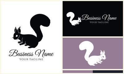 silhouette squirrel vector logo template