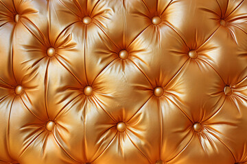 Close-up of a golden tufted fabric with symmetric patterns