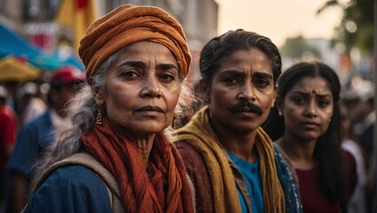 Portrait of unknowns Hindu people attending a religious ceremony at the Pashupatinath temple in the morning - obrazy, fototapety, plakaty