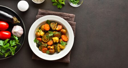Stewed vegetables on plate