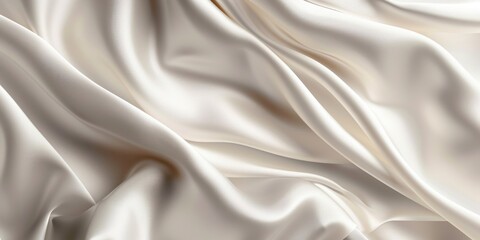 Beautiful background luxury cloth with drapery and wavy folds of ivory color creased smooth silk satin material texture. Abstract monochrome luxurious, Generative AI 