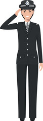 Standing British Policewoman Officer in Traditional Uniform Character Icon in Flat Style. Vector Illustration.