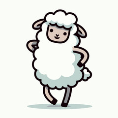 cute dancing sheep cartoon character mascot