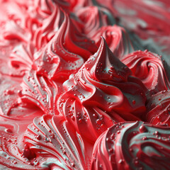 Abstract Paint Red Design: Textured Artwork with Fluid Acrylic Patterns on Pink Marble Background