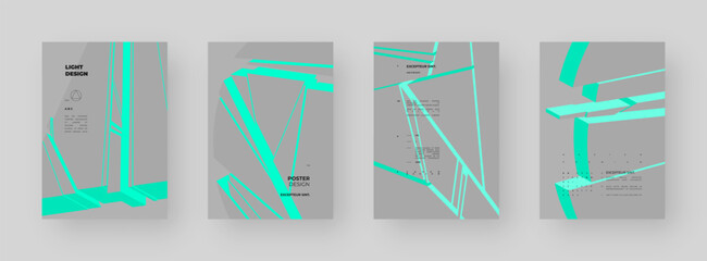 Abstract placard, poster, flyer, banner, blank, document. Colorful illustration on vertical A4 format. Broken form. Cracked figure. 3d shapes composition.
