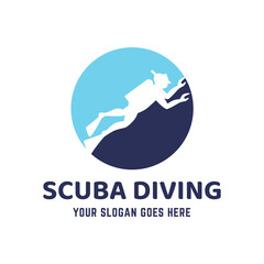 Scuba diving logo design, perfect for diving school and under water adventure logo design