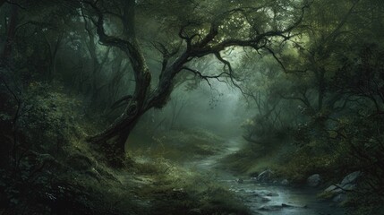The forest is dangerous and full of darkness, Filled with twisted tree branches and eerie mist