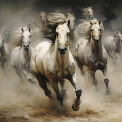 Obraz na płótnie Canvas Trot of wild horses