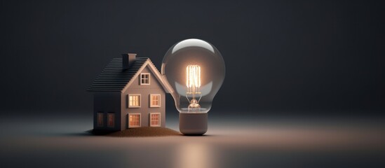 miniature house and light bulbs that light up.