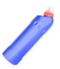 Blue plastic bottle of detergent isolated on transparent background. mockup for product, element for design