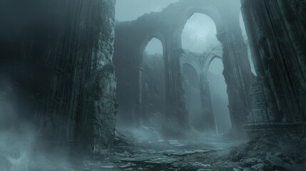 Forbidden dungeons with ancient ruins and dark - obrazy, fototapety, plakaty
