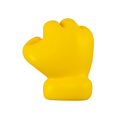 Yellow emoji hand fist gesture isolated. Strength or power symbol , icon and sign concept. 3d rendering.