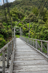 harp suspension bridge, tauranga bridge, nieuw zeeland, tauranga  waioeka gorge, waioeka river, waioeka scenic reserve, forest and riverbed, highway 2, new zealand, 