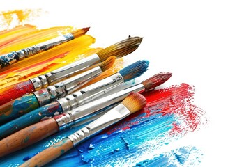 Obraz premium Gouache paint brushes on white isolated