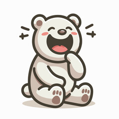 happy cute little white bear cartoon character mascot