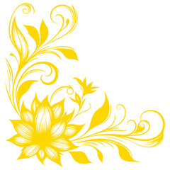 hand draw of beautiful floral ornament gold leaves. Contour Flower leaf. Floral Design Element vector